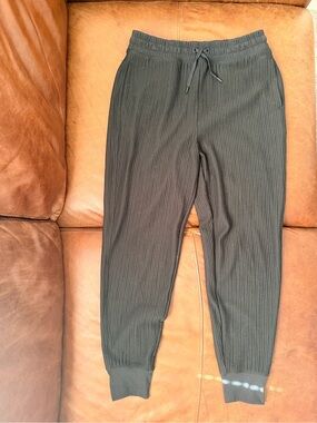 DSG Women's Ribbed Drawstring Joggers - Black with Pockets